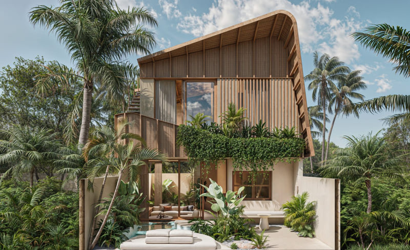 Rooftop ocean view villa in Bali