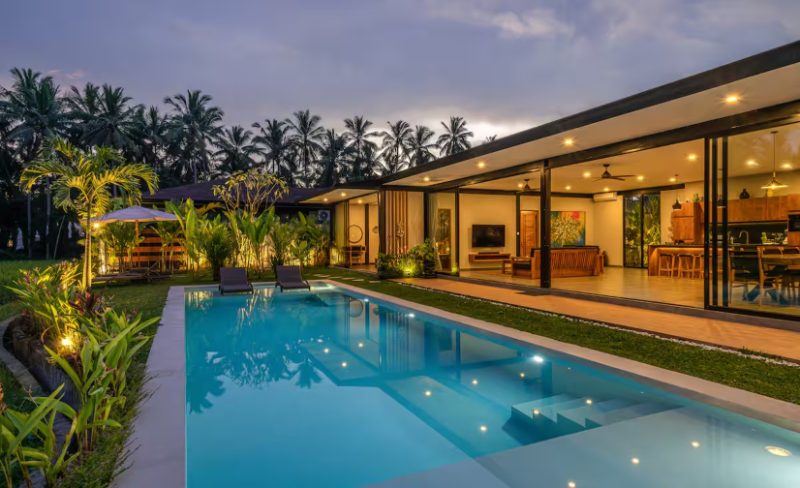 Ubud rice field view villa